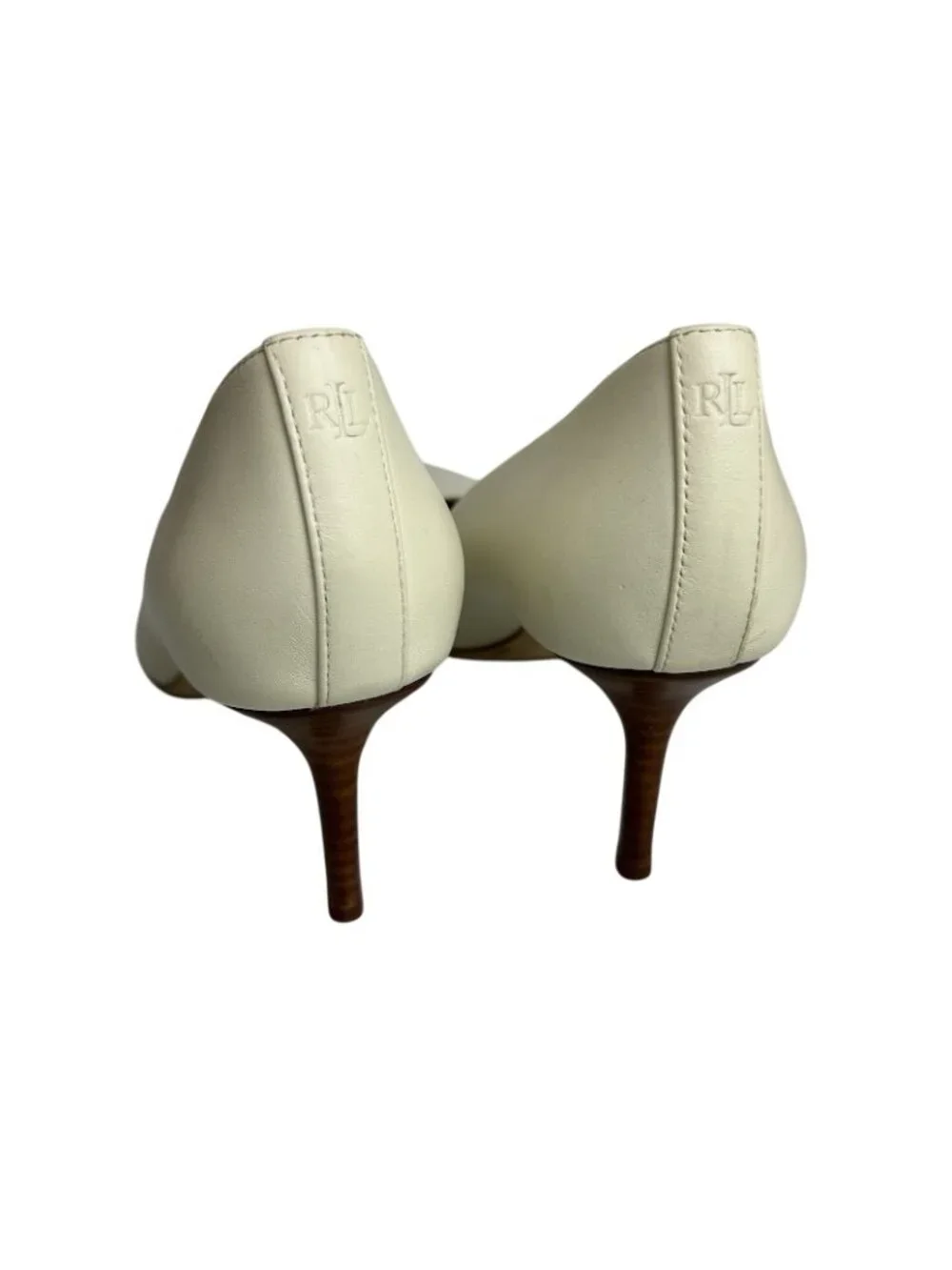 Lauren Ralph Lauren Lanette Pumps Women's 9B Cream Leather Upper, Pointed Toe